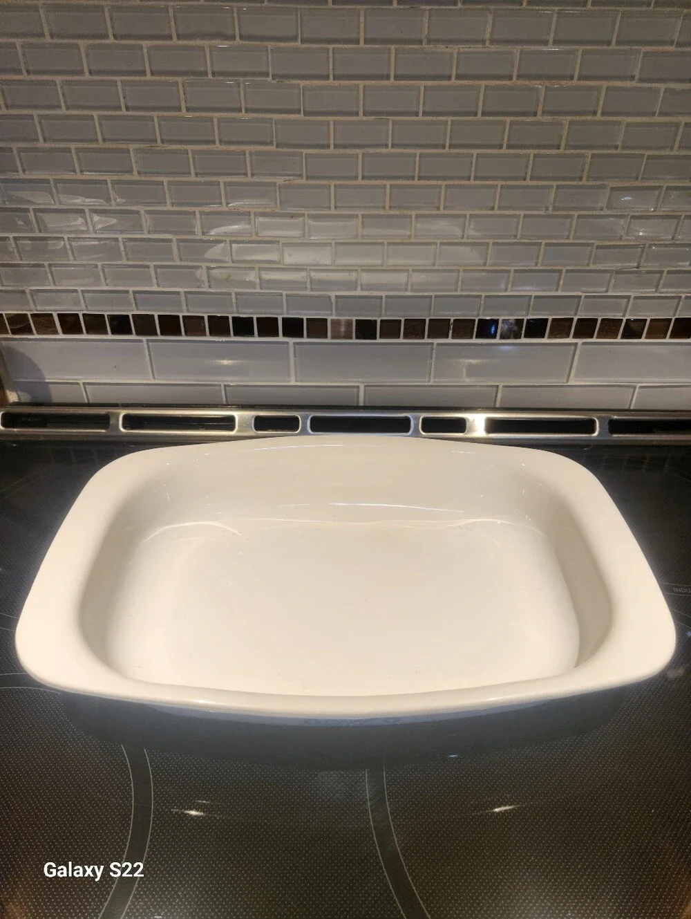 Corningware P-21 Roaster White Ceramic Lasagna Baking Dish with Blue Cornflower